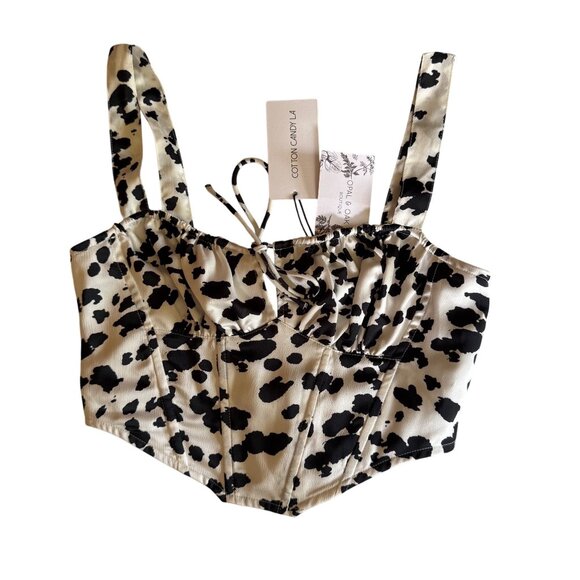 Cotton Candy LA Tops - Cotton Candy LA Cow Print Bustier Crop Top Size S Y2K Milkmaid